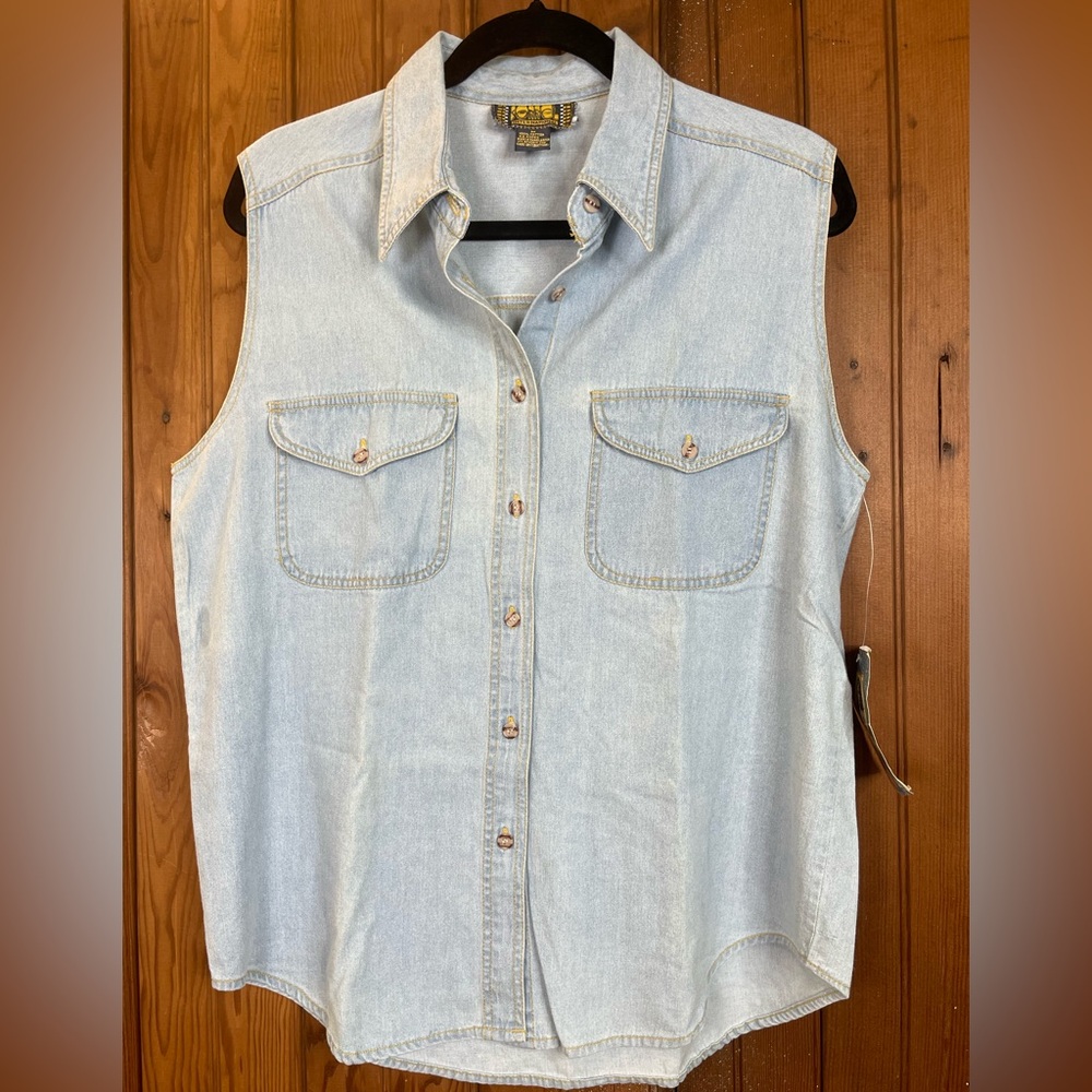⭐️Vintage Sorrel Denim Sleeveless Button Down